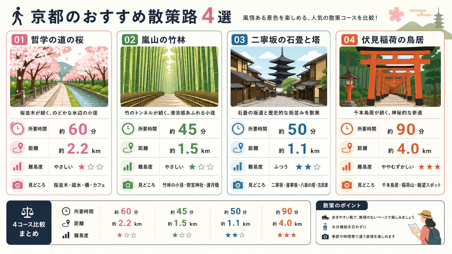 観光客に人気の散策路の具体例
