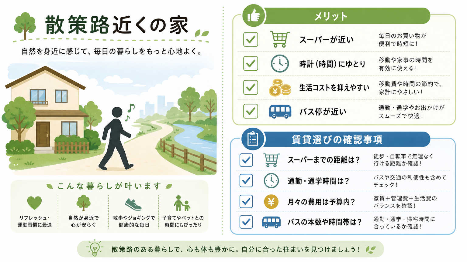 人気の散策路の近くに住むメリット